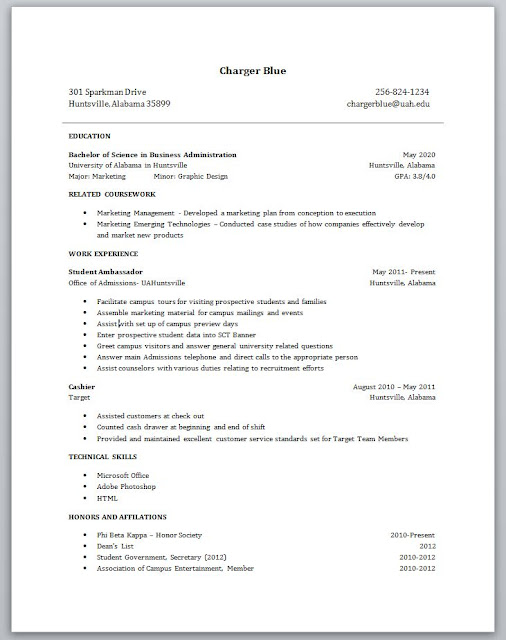 College application student resume template